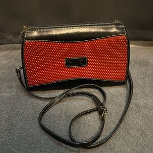 Vintage Dooney & Bourke Cabrio leather crossbody bag in distinctive red/black